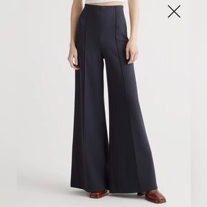 Quince Women's Ultra-Stretch Ponte Super Wide Leg Pant - 32" inseam Blue M